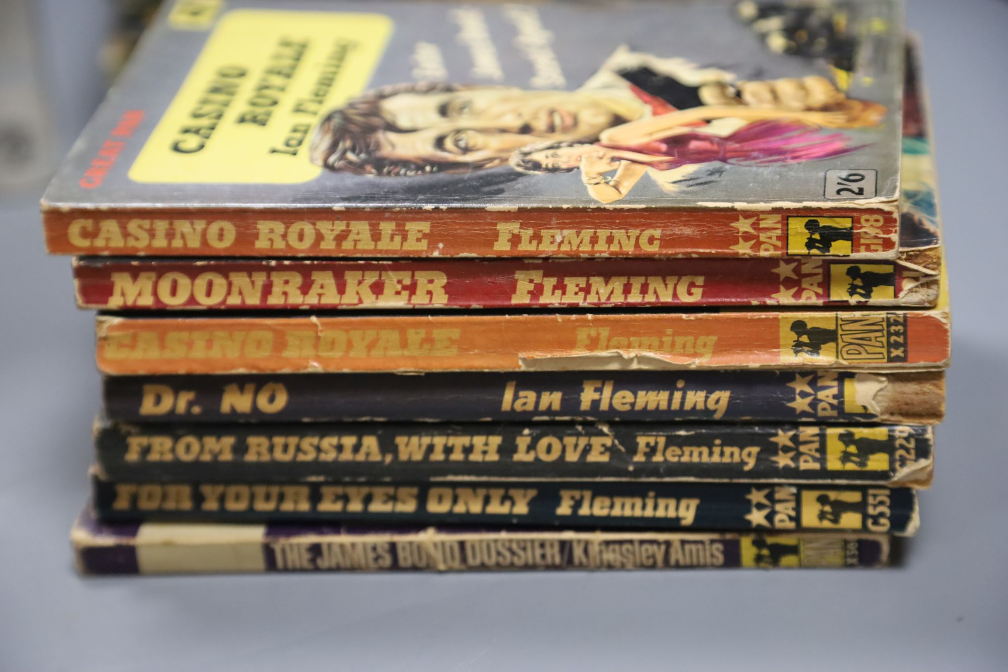 Fleming, Ian. (James Bond). A Collection of Pan Paperbacks, includes Casino Royale, 2nd printing; Thunderball, 1st printing; The Spy
